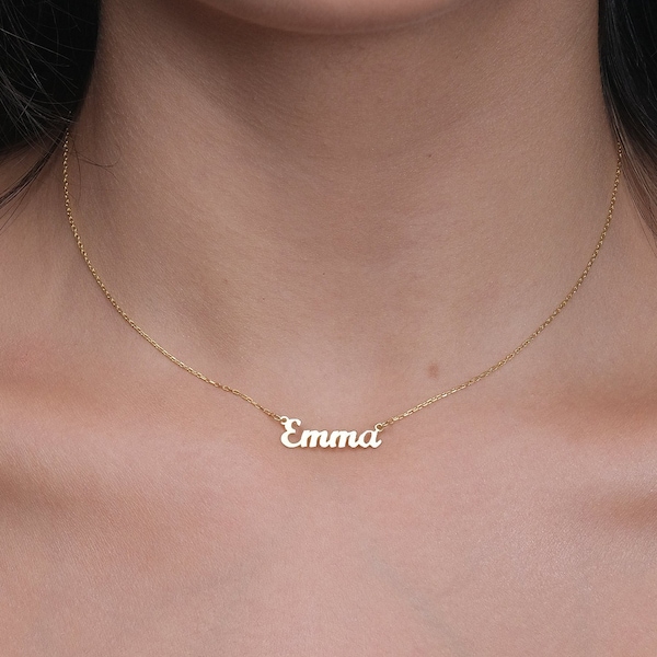 Personalized Gold Name Jewelry, Tiny Gold Name Necklace, Minimalist, Custom Sterling Silver,  Birthday Gifts, Christmas Gifts