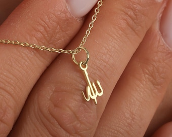 Collar de Alá en plata de ley, joyería musulmana para mujer, colgante islámico, delicada joyería religiosa, regalo para Eid y Ramadán.