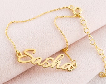 Personalized Name Bracelet, Dainty Gold Sterling Silver Anklet, Custom Jewelry