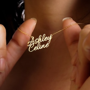 Two Name Necklace- Gold Name Necklace- Custom Name Necklace- Name Necklace- Mothers Day- Christmas Gifts- Birthday Gifts- Tiny Name Necklace