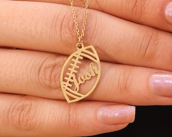 Collier prénom personnalisé football américain, pendentif sport personnalisé pour joueurs et fans, argent sterling ou or, idée cadeau d&#39;équipe