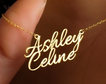 Personalized Name Necklace, Custom Name Jewelry, Gold or Sterling Silver, Dainty Script Pendant, Gift for Her