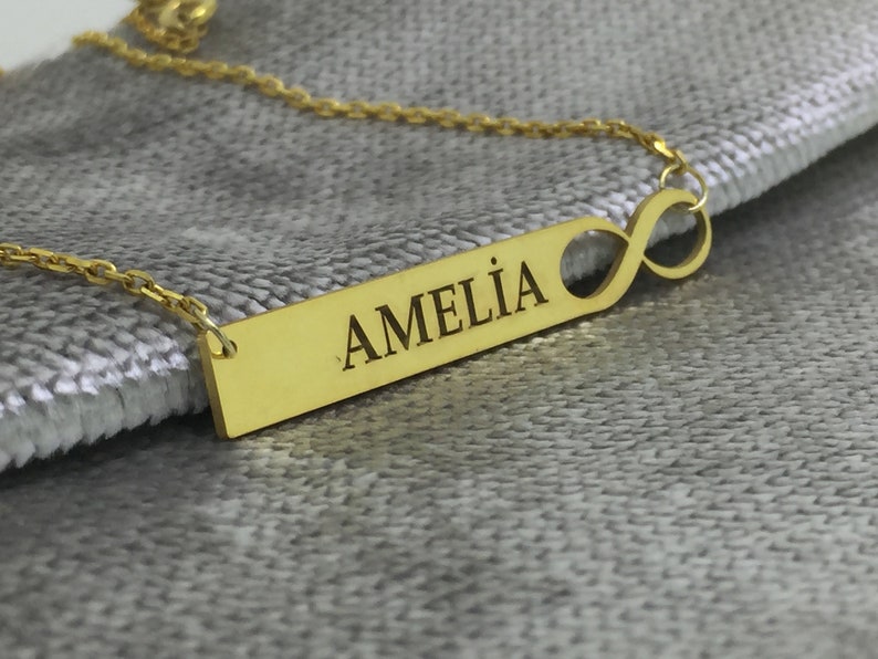 Custom Name Bar Necklace Personalized Bar Necklace Name necklace infinite Bar Necklace Custom Name Bar Bar Necklace