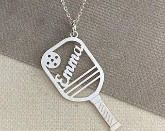 Pickleball Name Necklace, Pickleball Necklace, Pickleball Jewelry, It&#39;s a Paddle Necklace, Pickleball Gifts, symbol pendant, Pickle Ball