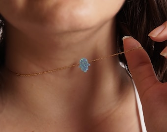 14K Solid Gold Necklace, Opal Hamsa Necklace, Hand of Fatima Pendant,  Meaningful Gift