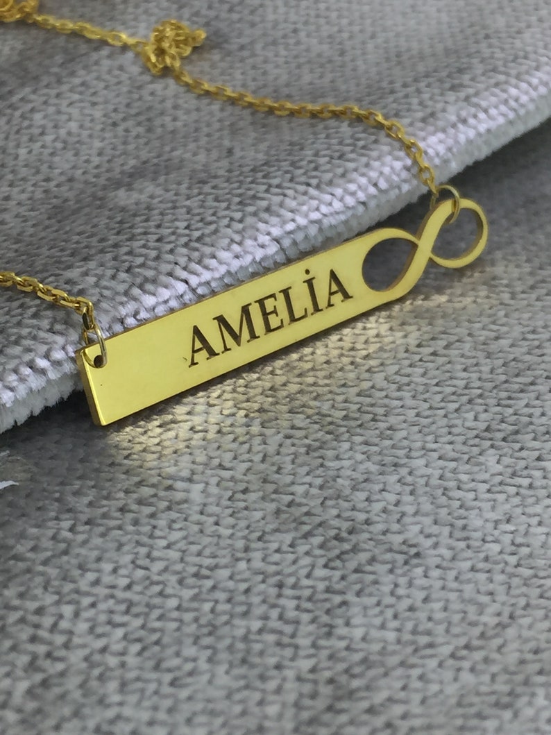 Custom Name Bar Necklace Personalized Bar Necklace Name necklace infinite Bar Necklace Custom Name Bar Bar Necklace