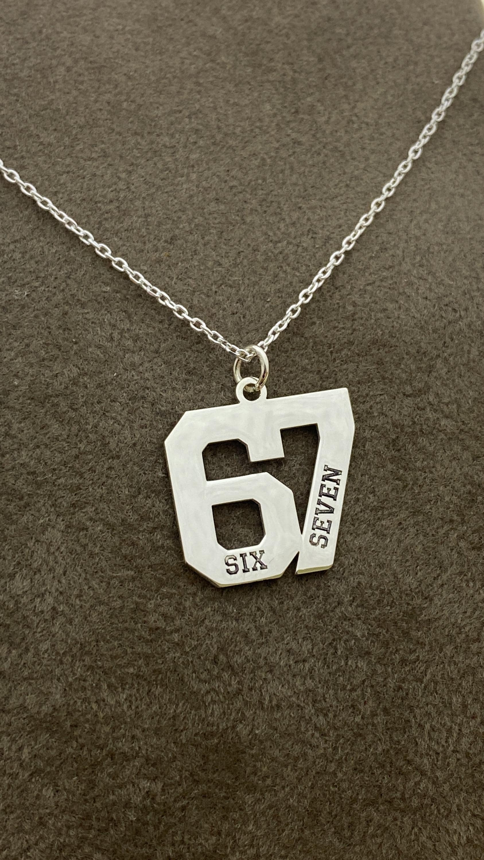 Custom Number Necklace 67, Personalized Number Necklace Gold