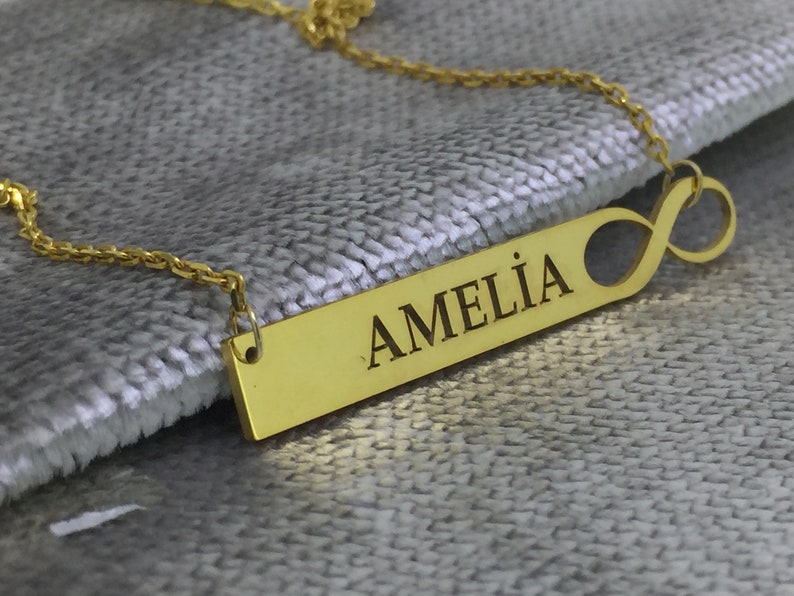 Custom Name Bar Necklace Personalized Bar Necklace Name necklace infinite Bar Necklace Custom Name Bar Bar Necklace