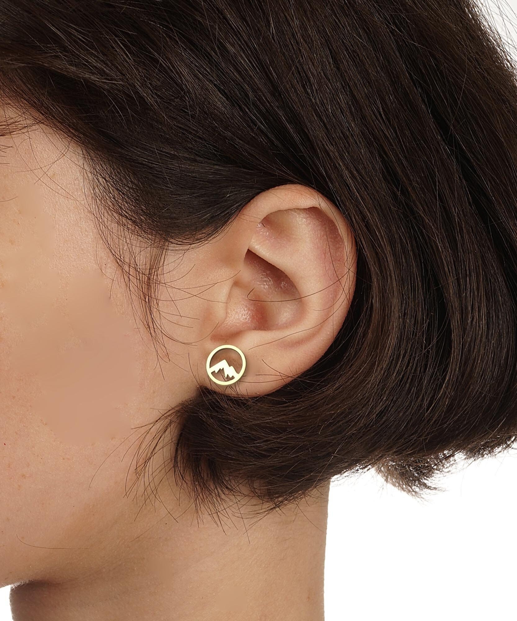 Tiny Mountain earrings, stud earrings, gold or silver earrings, Sterling Silver, the mountains are calling, mountain jewelry