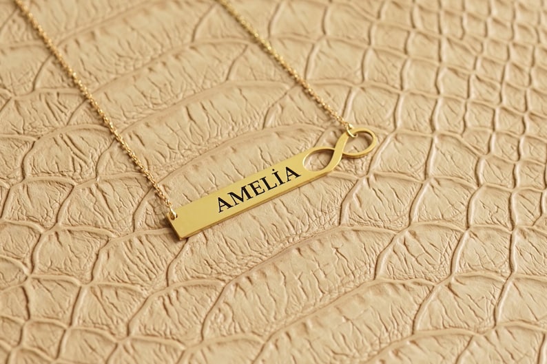Custom Name Bar Necklace Personalized Bar Necklace Name necklace infinite Bar Necklace Custom Name Bar Bar Necklace