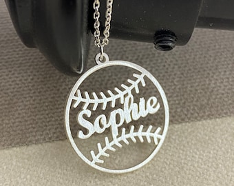 Sterlingzilveren softbalsieraden, gepersonaliseerde naamhanger, cadeau teamcoach