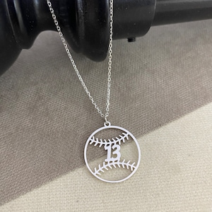 Personalized Jersey Number or Initial Necklace, Softball Player Necklace, Softball gift, Softball Player Gift, Softball Team Gift