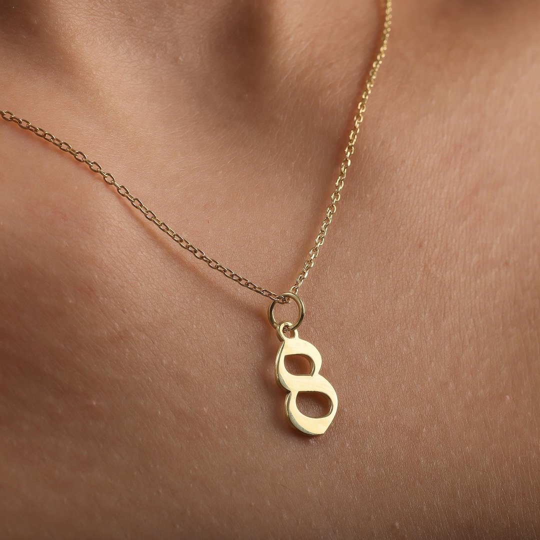 Gold Number Pendant Necklace, Personalized Lucky Charm Jewelry - Etsy