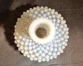 Vintage Fenton Glass White Hobnail Opalescent Perfume Bottle Blue and White Home Decor Vase Flower Holder