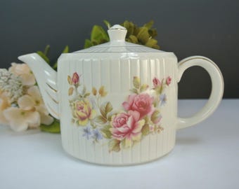 Ellgreave (Wood & Sons) Ironstone Floral Teapot, Made in England