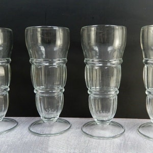 Vintage Indiana Glass Triple Decker Soda Malt Glass Clear 15oz Set Of 4