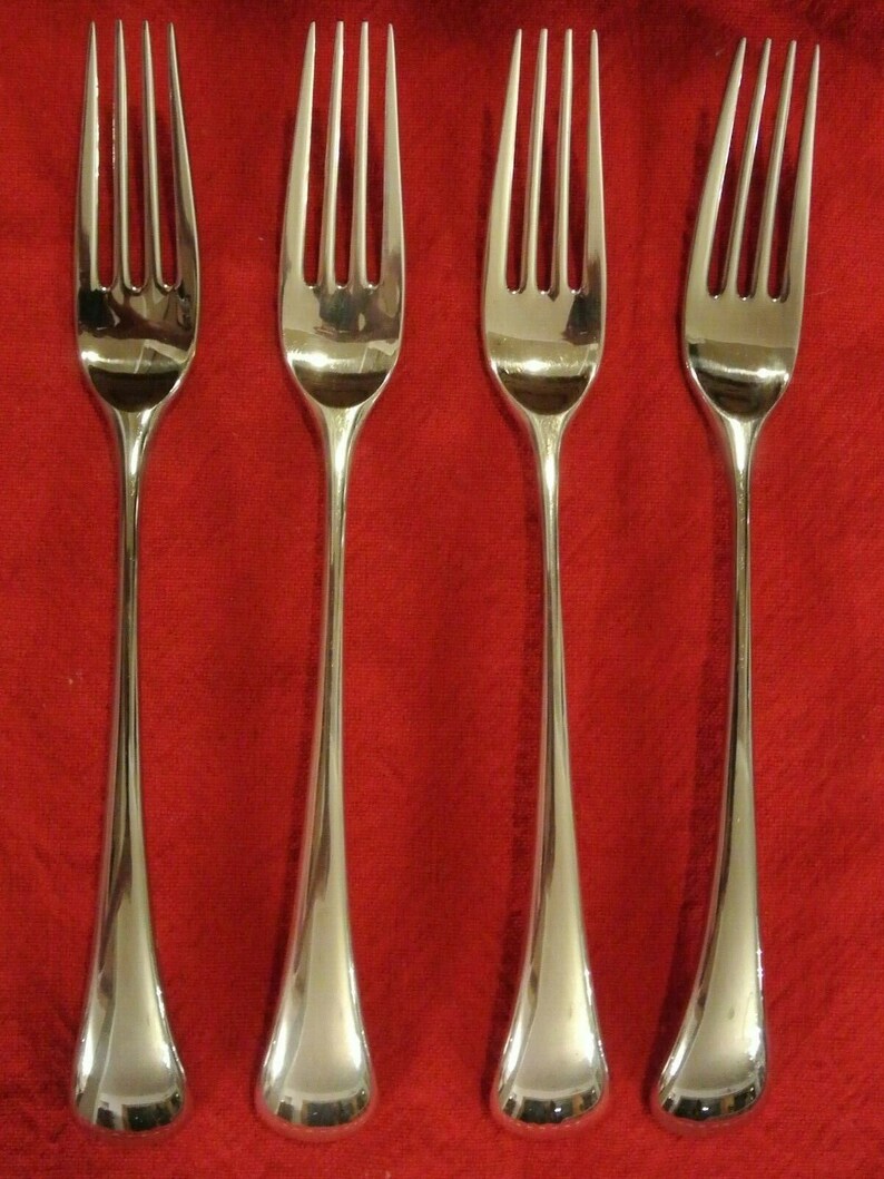 Set of 4 Dansk Torun Stainless 8\u201d Dinner Forks Japan Quality Metal Forks Stainless Steal Forks Dinnerware Flatware Dinner Utensils