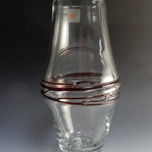 Beautiful Blenko Clear Vase with applied Ruby Red Coil