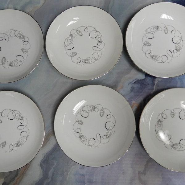 Set of 6 Soup Bowls Mid-Century Modern "Tempo" by Meito Japan China