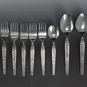 22 Piece NASCO Sevita Repousse Floral Stainless Steel Made in Japan