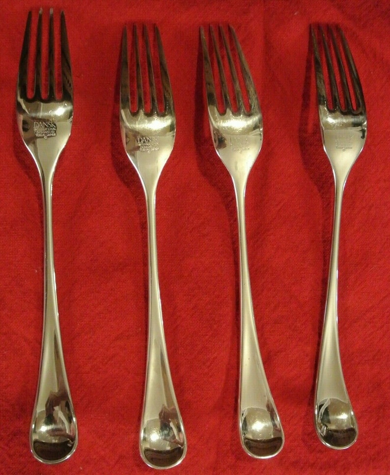 Set of 4 Dansk Torun Stainless 8\u201d Dinner Forks Japan Quality Metal Forks Stainless Steal Forks Dinnerware Flatware Dinner Utensils