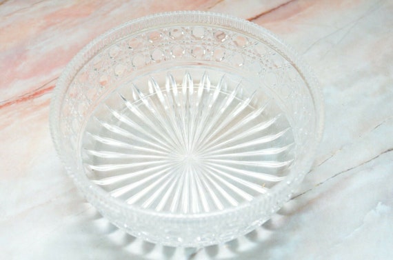 Clear Crystal Glass Bowl Button and Cane Pattern. Candy Dish - Etsy