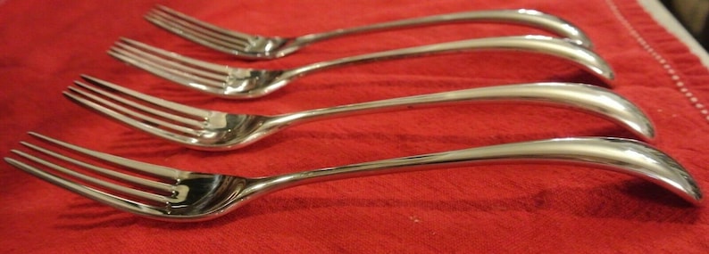 Set of 4 Dansk Torun Stainless 8\u201d Dinner Forks Japan Quality Metal Forks Stainless Steal Forks Dinnerware Flatware Dinner Utensils
