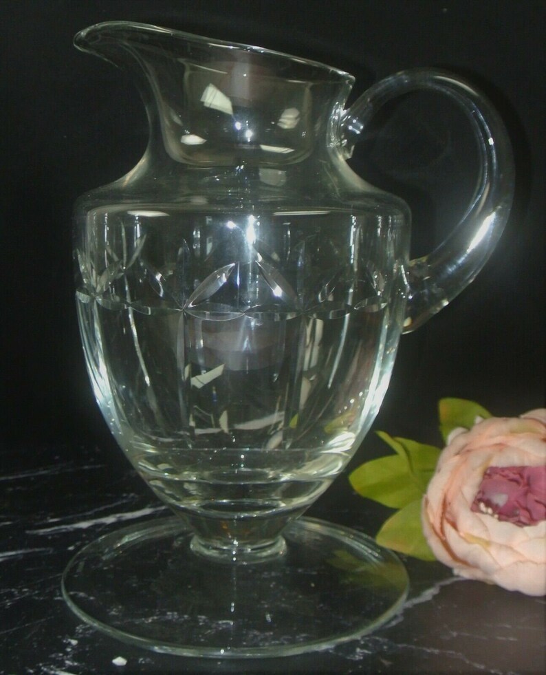 BLOCK Crystal Glass Pitcher Hand Cut With Big Flat Base/ Etsy
