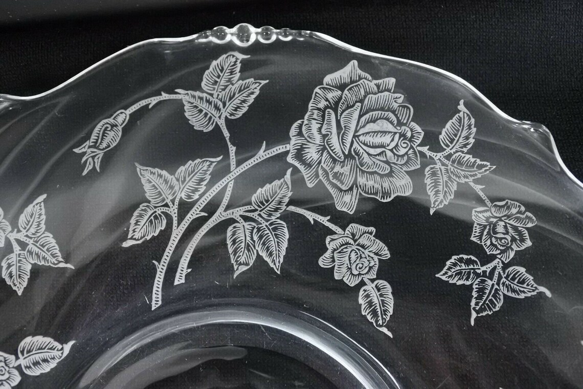 Vintage Heisey Glass Heisey Rose Serving Tray 11 Etsy