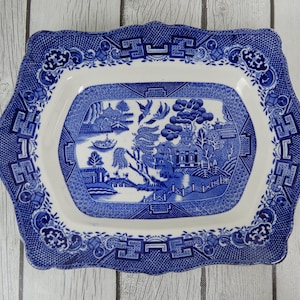 Vtge Blue Willow Royal Venton Ware John Steventon & Sons 11-3/4&quot; Platter