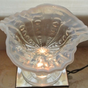 EAPG Dugan White Opalescent Buckeye Coin Spot Pattern Compote, Candy Dish, Bowl