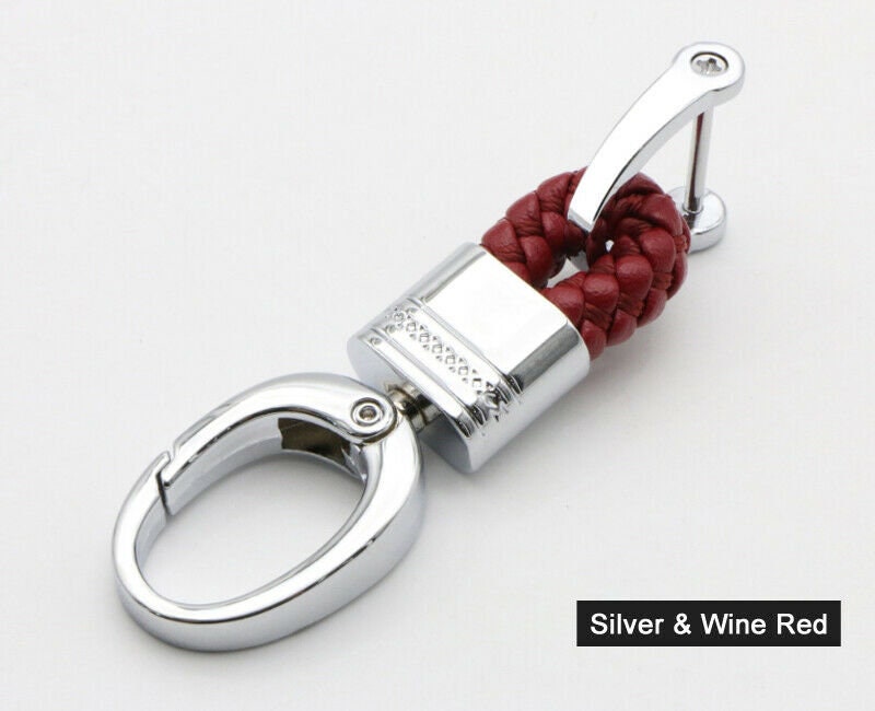 Wetrys 1 Pcs Brown Braided PU Leather Strap Keyring Keychain Car Key Chain Ring Key Fob 