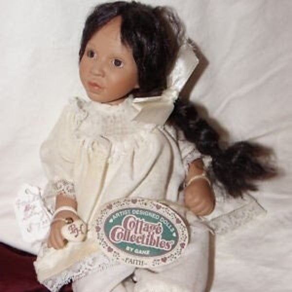 Ganz Cottage Collectables "Faith" Porcelain and cloth 10 inch Doll lt.ed. 1947 of 3000 CC6206 MIB with Certificate and Hang Tag