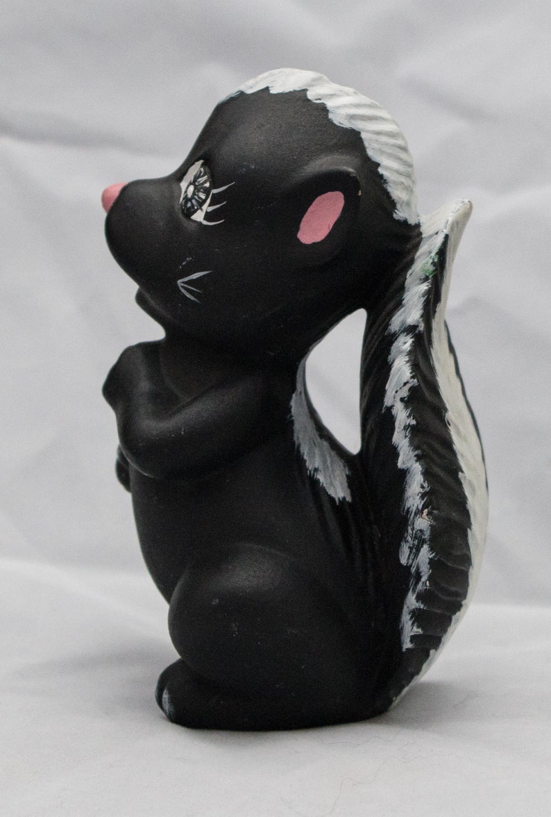 Ceramic Skunk Figurine with Pink Nose and Mouth | Etsy