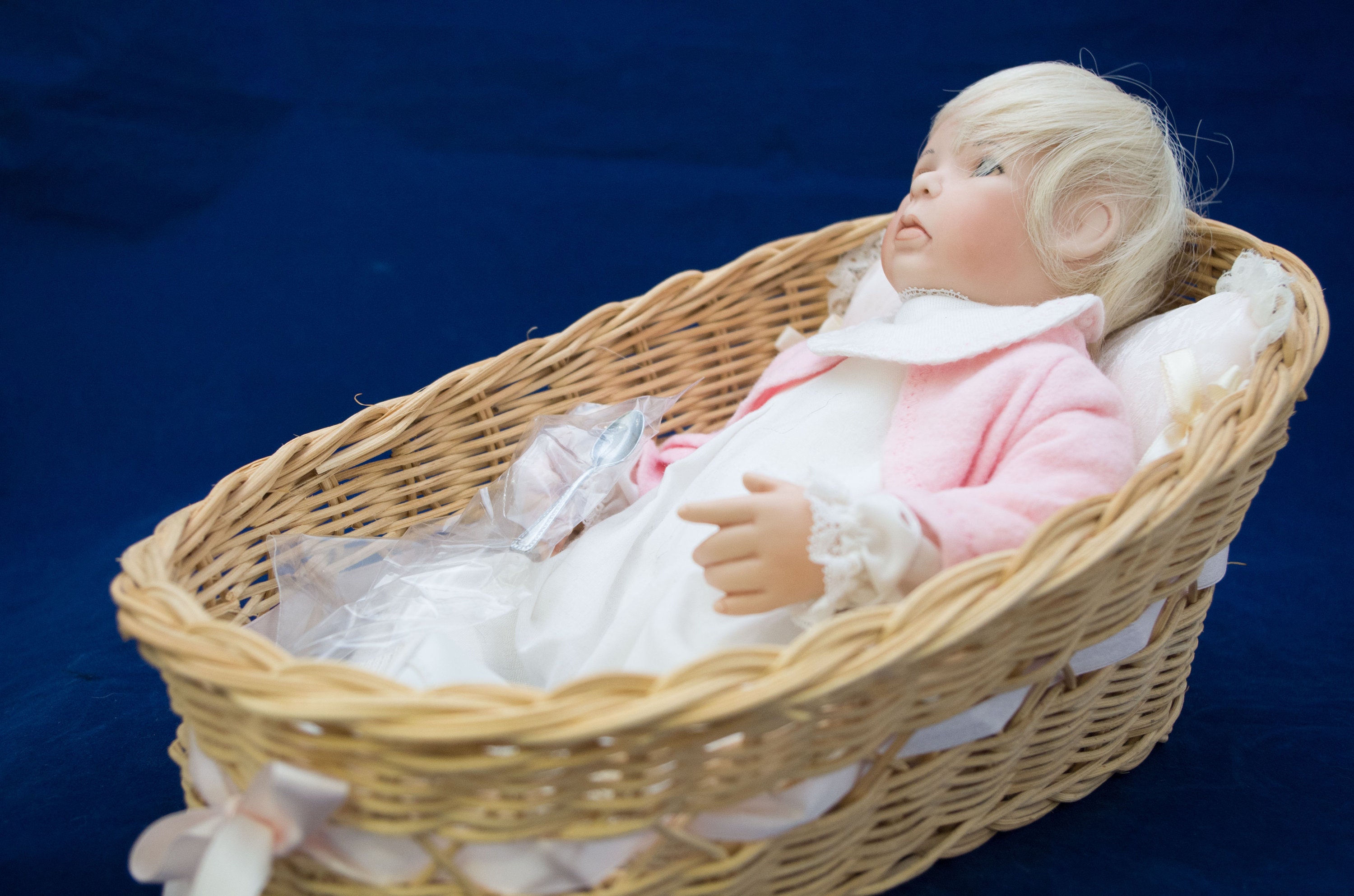 Mary Ann Oldenburg Baby Doll in Basket with Silver plated Etsy