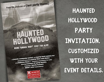 Haunted Hollywood Halloween Invitation Customized Movie Poster