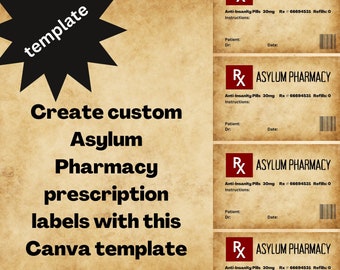 Asylum Pharmacy Prescription Labels