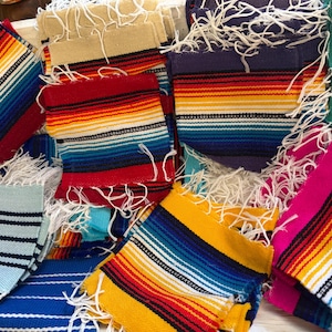 Handwoven Serape Table Mats: Fiesta Kitchen Decor, Mexican Textile