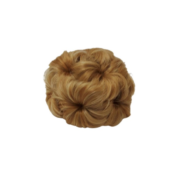 Hair Bun Synthetic Natural Curly Chignon Hairpieces Updo Clip in/on Plastic Comb  Mixed Blonde