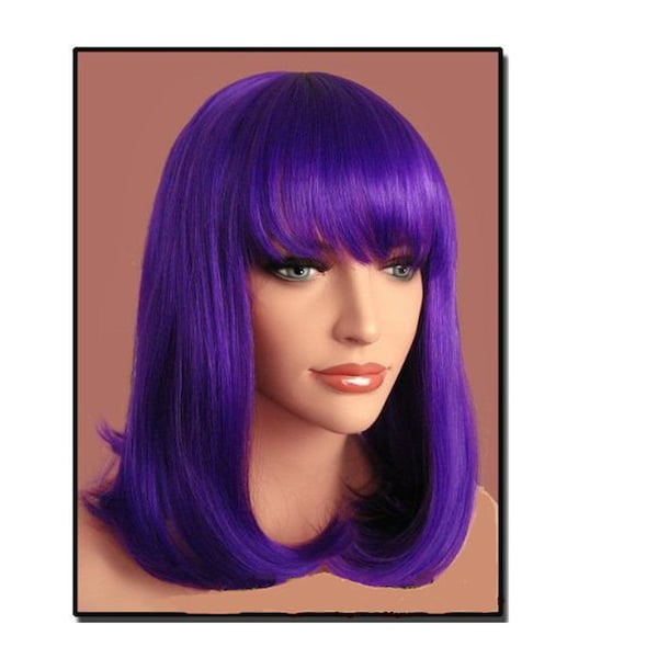 Purple Bob Synthetic Heat Resistant Wig With Bangs