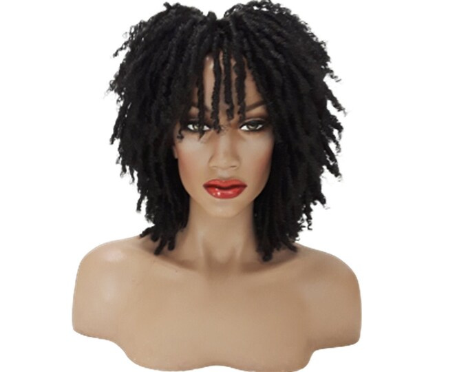 Black Short Dreadlock Wig Twist Wigs for Black Women Short Curly