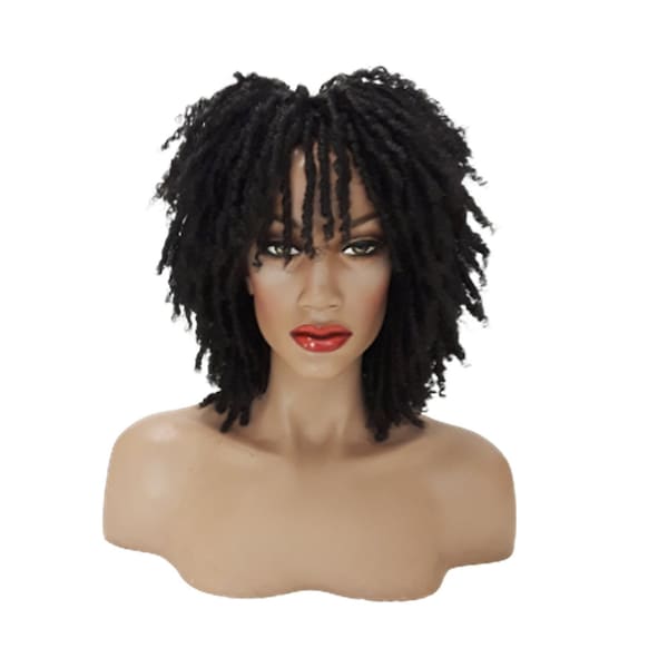 Black Short Dreadlock Wig Twist Wigs for Black Women Short Curly Synthetic Wigs Everyday Wig