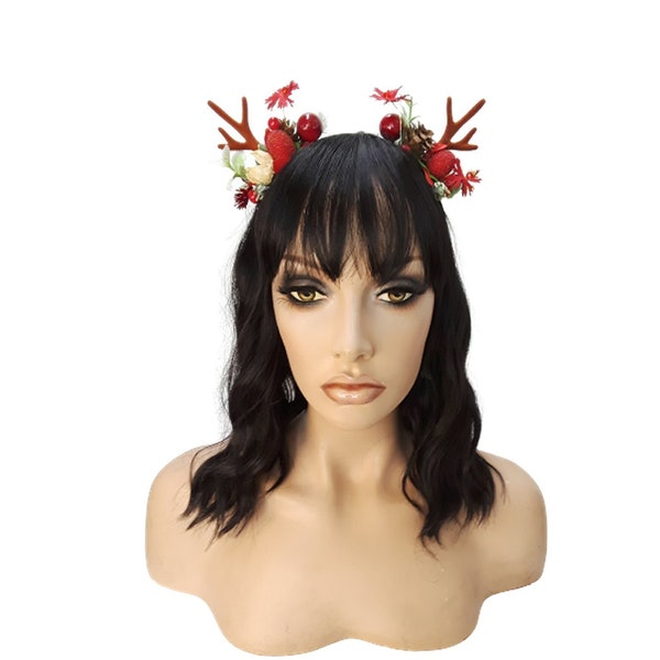 Christmas Reindeer Antlers Women Headband - Deer Xmas Hairband Antlers Hair Piece with Ears for Ladies and Girls Christmas Headwear.