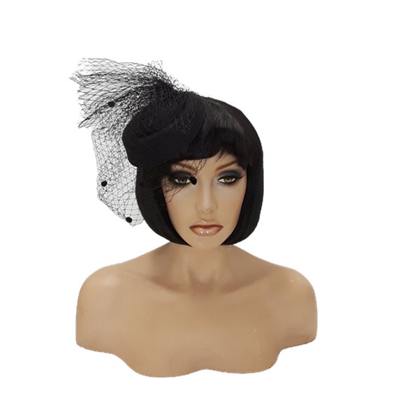 Black Fascinators Hats Women, Kentucky Derby Fascinator Hat Hair Clip With Birdcage Mesh Veil Cocktail Fancy Hat