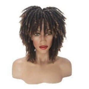 Warm Brown Short Dreadlock Wig Twist Wigs for Black Women Short Curly Synthetic Wigs