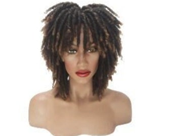Warm Brown Short Dreadlock Wig Twist Wigs for Black Women Short Curly Synthetic Wigs