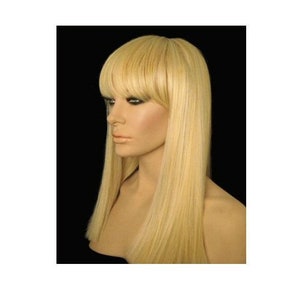 Yellow blonde wig with bangs clearance