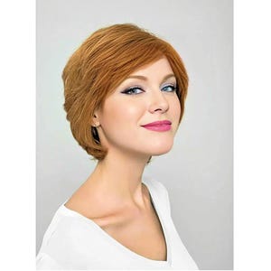 Short Red and Blonde Mix Synthetic Heat Resistant Wig with Bangs and Highlights