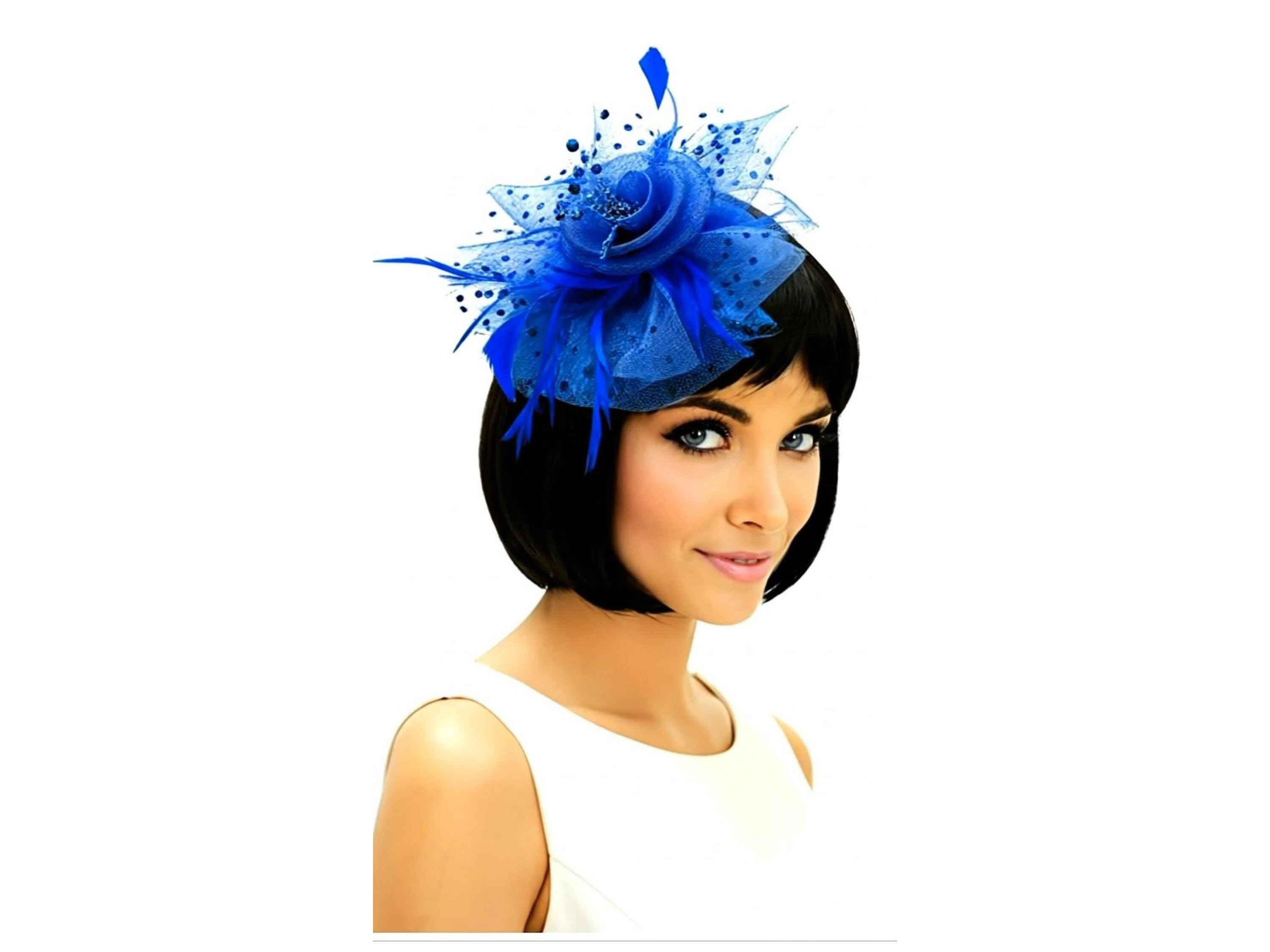 ?⭐HOST PICK!⭐? Elegant Blue High Feathered Fascinator Tea Party Derby C Royal Blue Feather Fascinator: Kentucky Derby Tea Party  main image 2