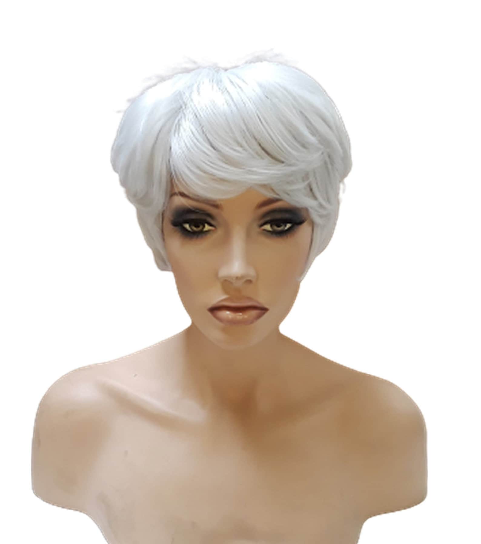 Short White Pixie Cut Wig With Bangs for Women Short Bob | Etsy